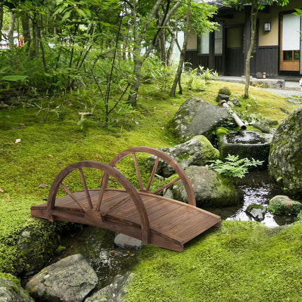 Wooden Garden Bridge with Handrails, 100 x 50 cm
