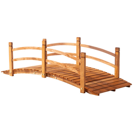 Wooden Garden Bridge with Railings, Fir Wood, 185 cm