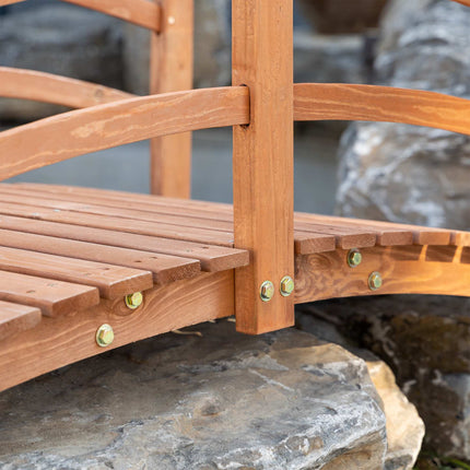 Wooden Garden Bridge with Railings, Fir Wood, 185 cm
