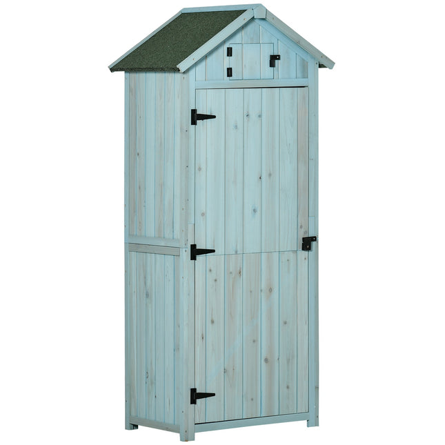 Wooden Garden Shed, Weatherproof, 77x54x179 cm, Blue/Green