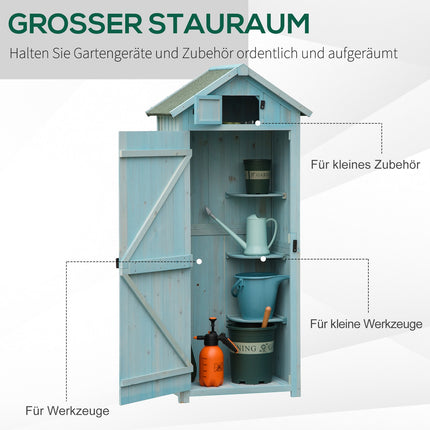Wooden Garden Shed, Weatherproof, 77x54x179 cm, Blue/Green