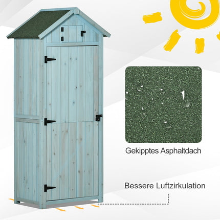 Wooden Garden Shed, Weatherproof, 77x54x179 cm, Blue/Green
