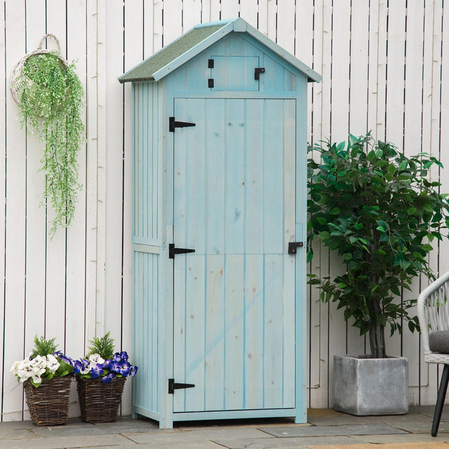 Wooden Garden Shed, Weatherproof, 77x54x179 cm, Blue/Green