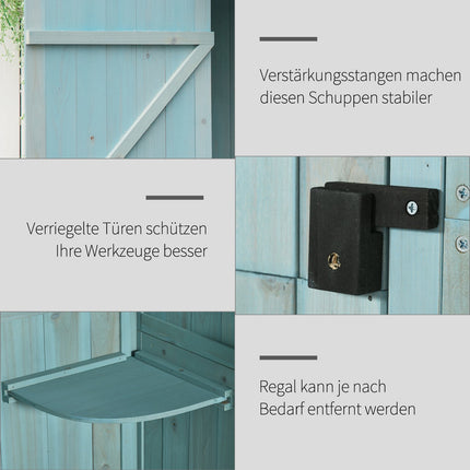 Wooden Garden Shed, Weatherproof, 77x54x179 cm, Blue/Green