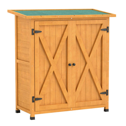 Wooden Garden Shed with Asphalt Roof, Yellow, 110x55x117 cm