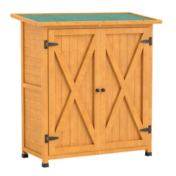 Wooden Garden Shed with Asphalt Roof, Yellow, 110x55x117 cm