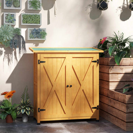 Wooden Garden Shed with Asphalt Roof, Yellow, 110x55x117 cm