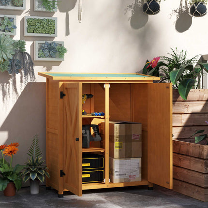 Wooden Garden Shed with Asphalt Roof, Yellow, 110x55x117 cm