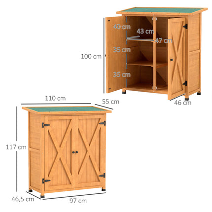 Wooden Garden Shed with Asphalt Roof, Yellow, 110x55x117 cm