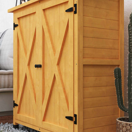 Wooden Garden Shed with Asphalt Roof, Yellow, 110x55x117 cm