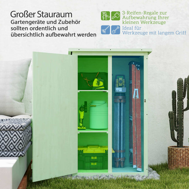 Wooden Garden Shed with Shelves, Lockable, 75x56x115 cm