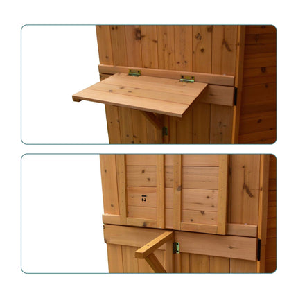 Wooden Garden Tool Shed with Shelves and Weatherproof Roof