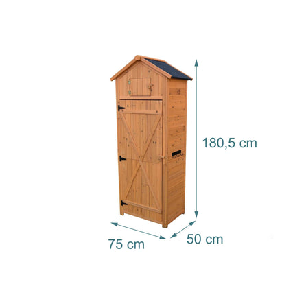 Wooden Garden Tool Shed with Shelves and Weatherproof Roof