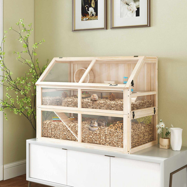 Wooden Hamster Cage, 3 Levels, 95x53x76 cm