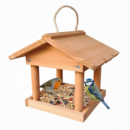Wooden Hanging Bird Feeder – Easy Clean, Open Design