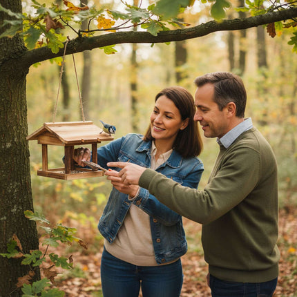 Wooden Hanging Bird Feeder – Easy Clean, Open Design
