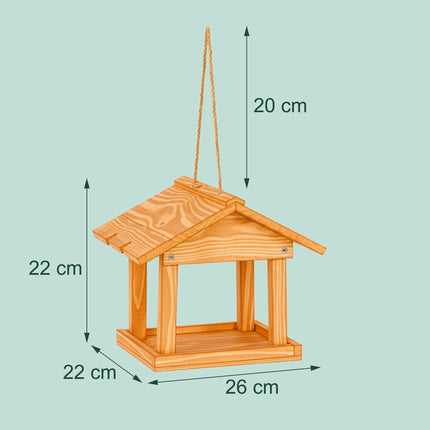Wooden Hanging Bird Feeder – Easy Clean, Open Design