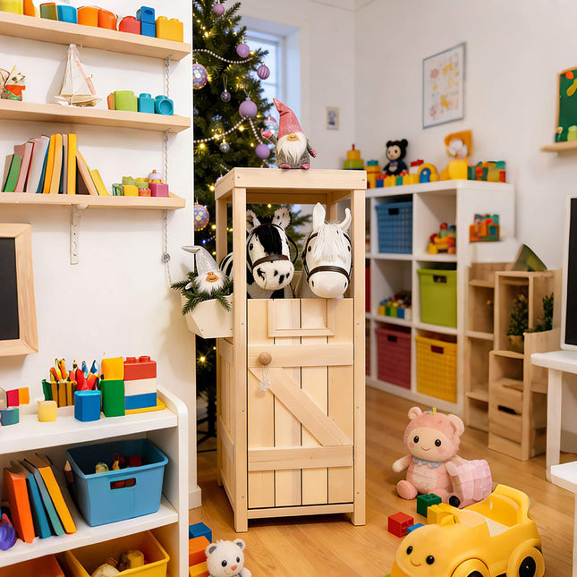 Wooden Hobby Horse Stable for 2 Horses