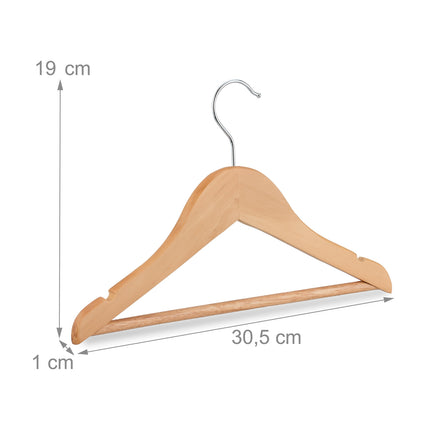 Wooden Kids' Clothes Hangers, Set of 20, Non-Slip