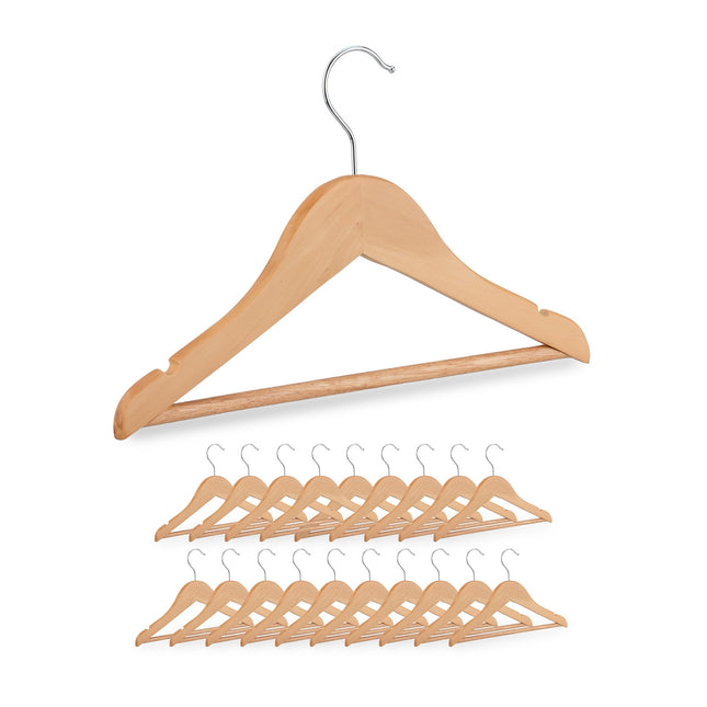 Wooden Kids' Clothes Hangers, Set of 20, Non-Slip