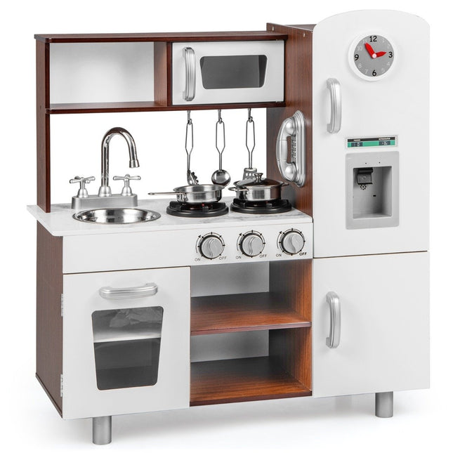 Wooden Kids Kitchen Set with Light, Sound, Oven & Utensils