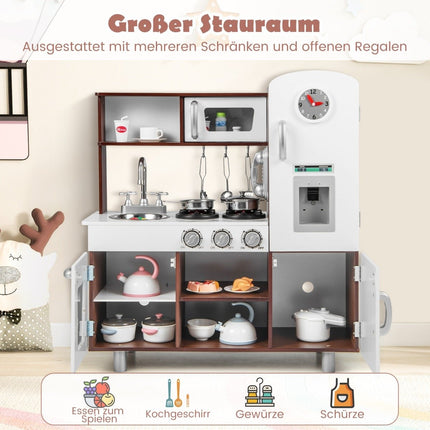 Wooden Kids Kitchen Set with Light, Sound, Oven & Utensils