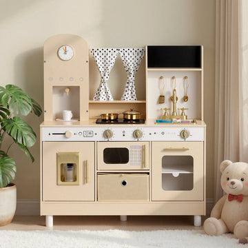 Wooden Kids Play Kitchen Set – Lights, Sounds, Accessories