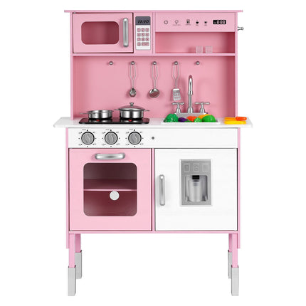Wooden Kids Play Kitchen Set, Lights Sounds, Pink