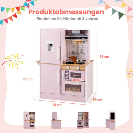 Wooden Kids Play Kitchen Set with Lights & Sounds