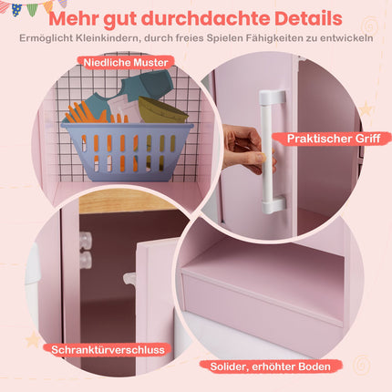 Wooden Kids Play Kitchen Set with Lights & Sounds