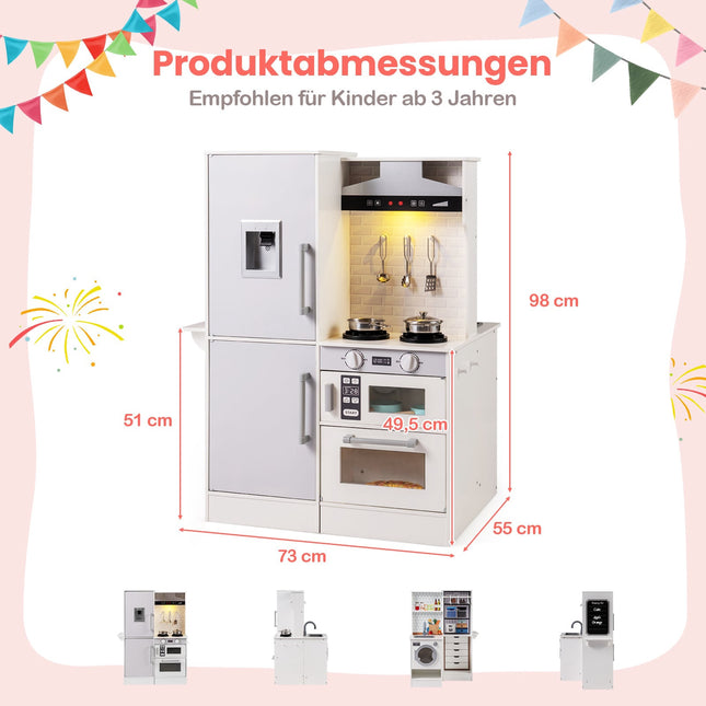 Wooden Kids Play Kitchen Set with Lights and Sounds