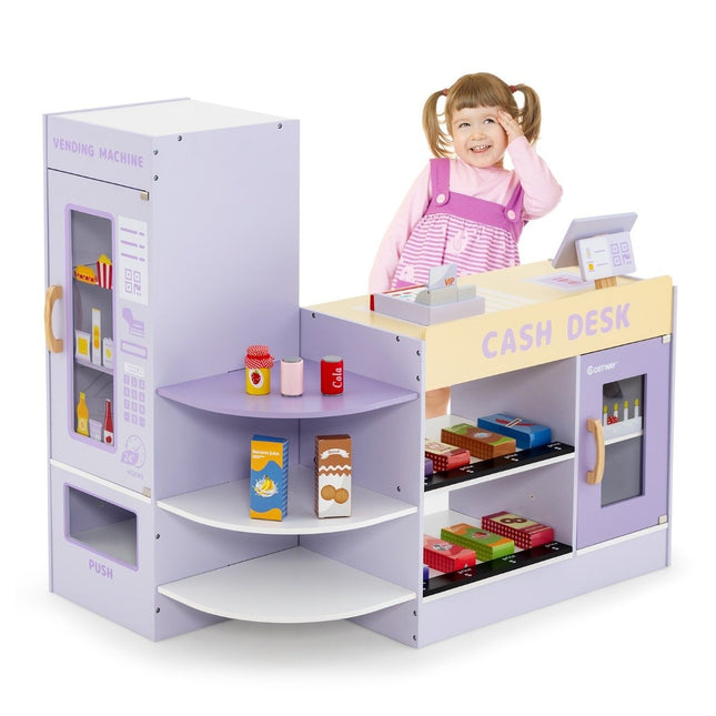 Wooden Kids Play Store with Side Counter, 89x57x80 cm