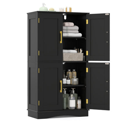 Wooden Kitchen Pantry Cabinet with 4 Doors & Adjustable Shelves