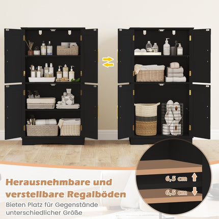 Wooden Kitchen Pantry Cabinet with 4 Doors & Adjustable Shelves