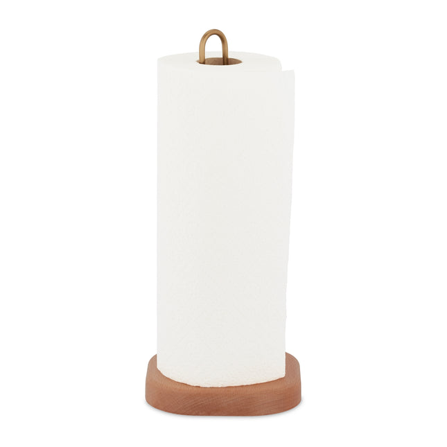 Wooden Kitchen Roll Holder with Wide Base
