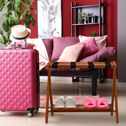 Wooden Luggage Stand, Foldable Suitcase Rack, 2-Pack
