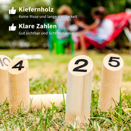 Wooden Mölkky Game Set – 12 Skittles, 1 Throwing Stick, Box