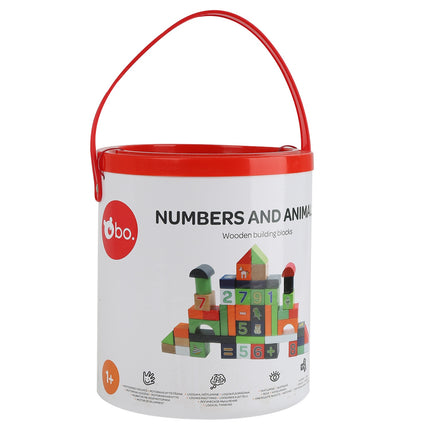 Wooden Number and Animal Blocks for Kids, 30 Pieces