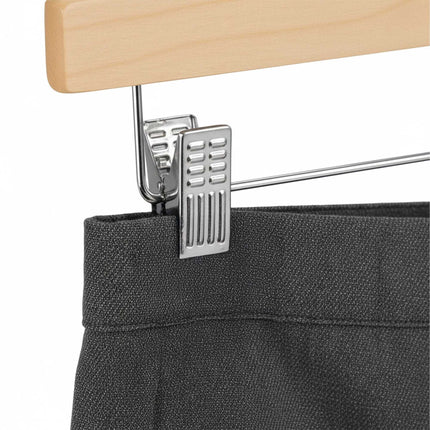 Wooden Pants Hangers with Clips, Set of 12