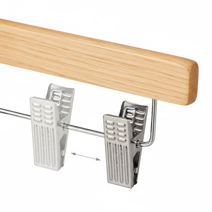 Wooden Pants Hangers with Clips, Set of 12