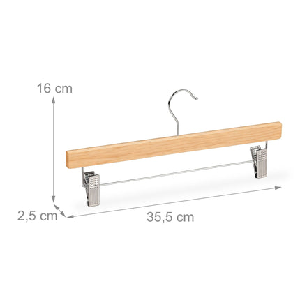Wooden Pants Hangers with Clips, Set of 12
