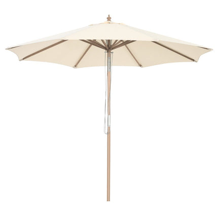 Wooden Patio Umbrella, 270 cm, Adjustable Tilt, Beige