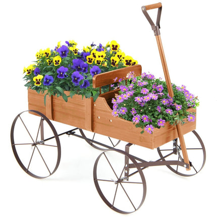 Wooden Plant Cart with Wheels, 62x34x60 cm, Orange