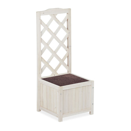 Wooden Planter Box With Trellis, White – Climbing Plants