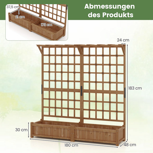 Wooden Planter Box with Trellis & Roof for Climbing Plants