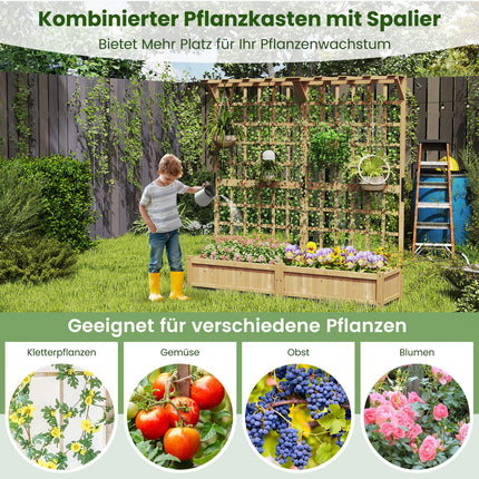 Wooden Planter Box with Trellis & Roof for Climbing Plants