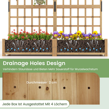 Wooden Planter Box with Trellis & Roof for Climbing Plants