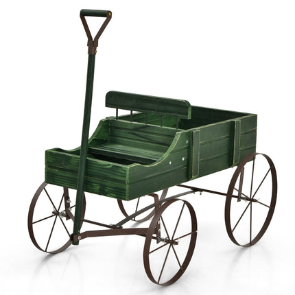 Wooden Planter Cart with Wheels, 62x34x60 cm, Green