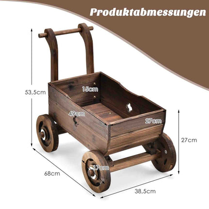 Wooden Planter Cart with Wheels, 68 x 38.5 x 53.5 cm