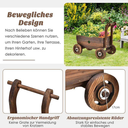 Wooden Planter Cart with Wheels, 68 x 38.5 x 53.5 cm